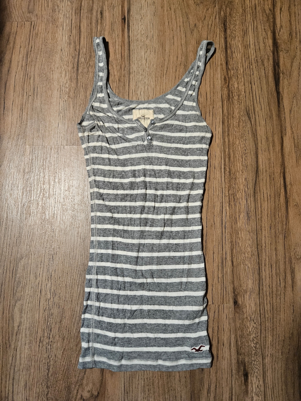 Hollister Classic Gray & White Striped Scoop Neck Tank